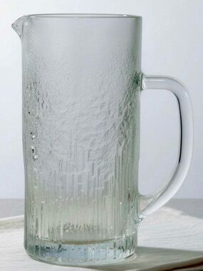 SASAKI JAPAN - MID-CENTURY MODERN “ICE BARK” GLASS PITCHER
